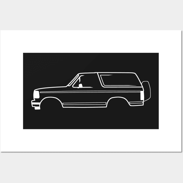 1992-1996 Ford Bronco Side White No Logo Wall Art by The OBS Apparel